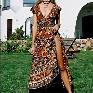 Arnhem Spanish Rose Wrap Dress in Noire AU 6 US 2 XS